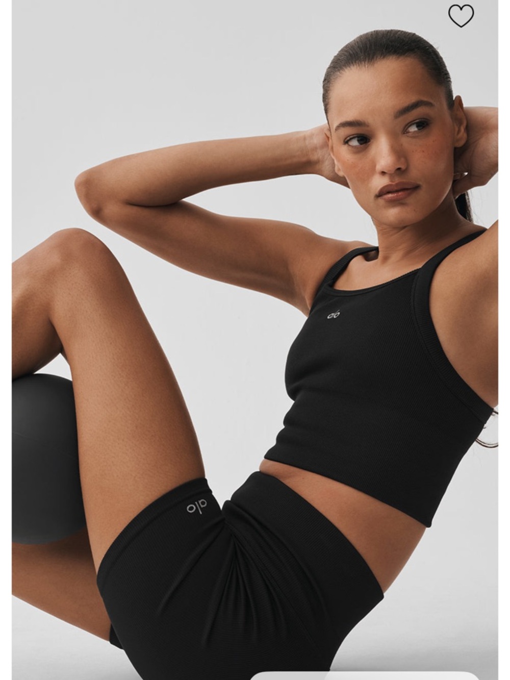 ALO Yoga Ribbed High-Waist Bike Shorts and Bra set - Black